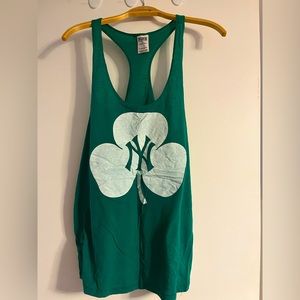 Victoria secret pink tank top/NY Yankees/“Shake your shamrocks” on back, size L